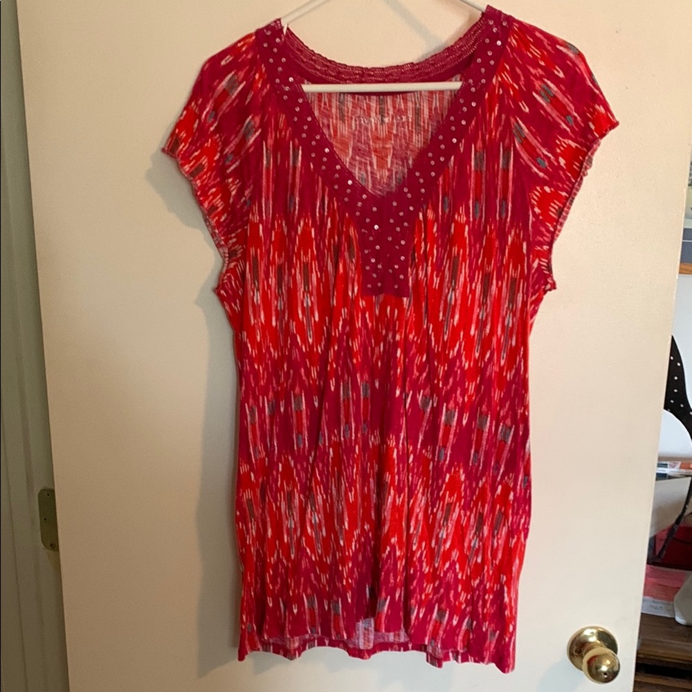 Calvin Klein Jeans Red and Orange Graphic Blouse